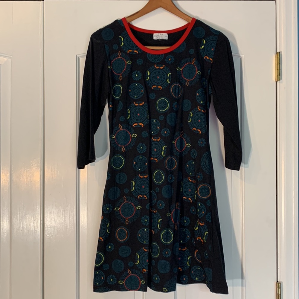 Collection Royal Black Dress with Mandala embroidery Detail Size L